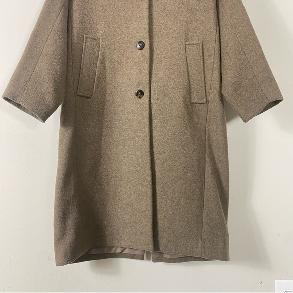H&M Oversized Single Breasted Coat Wool Blend in Dark Beige Melange - S - Picture 11 of 16